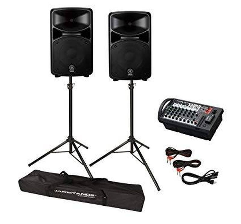 Ensemble 2 x 340W + table de mixage Stagepas 600BT Yamaha + pieds